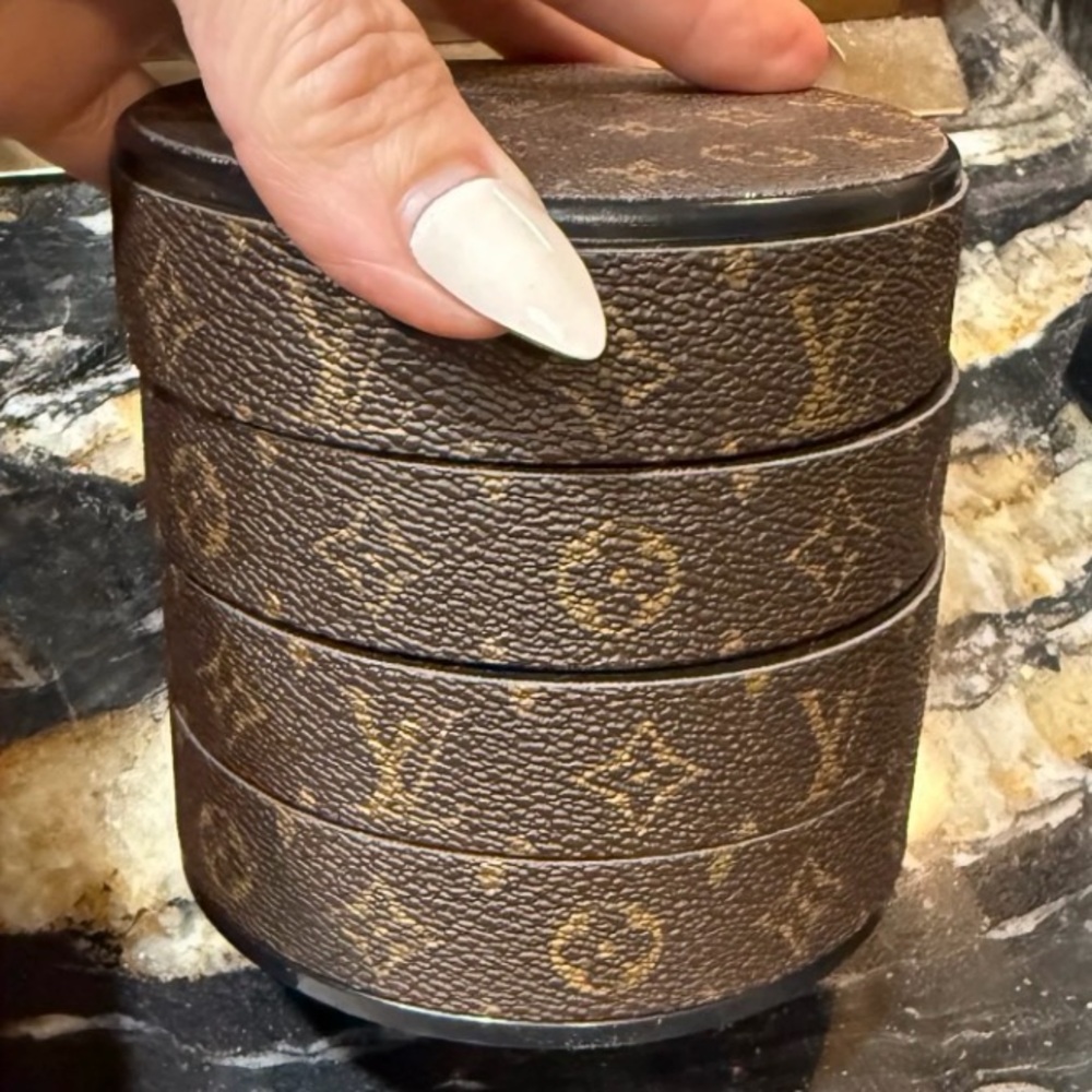 LV Brown monogram 4 tier stack jewelry organizer & mirror